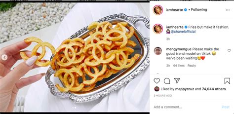 Heart Evangelista shows how french fries can be fashion too